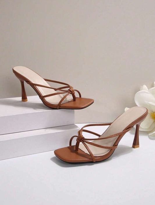 Sandales style français Breeze, sandales d'été à talon carré épais, bout ouvert, enfiler pour femmes à porter avec des robes