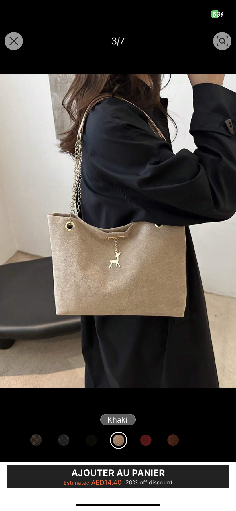 1 pièce Sac fourre-tout à épaule mode en polyester avec fermeture éclair, capacité importante, décoration de cerf, convient pour un usage quotidien des femmes