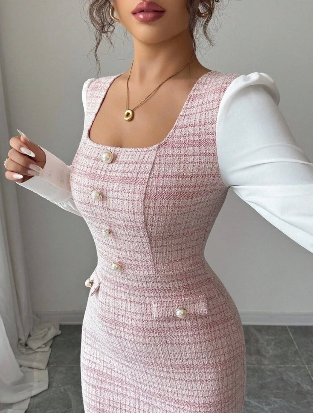 Robe Femme Élégante à Carreaux – Style Romantique & Chic