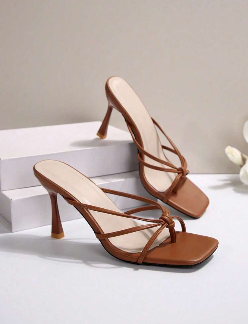 Sandales style français Breeze, sandales d'été à talon carré épais, bout ouvert, enfiler pour femmes à porter avec des robes