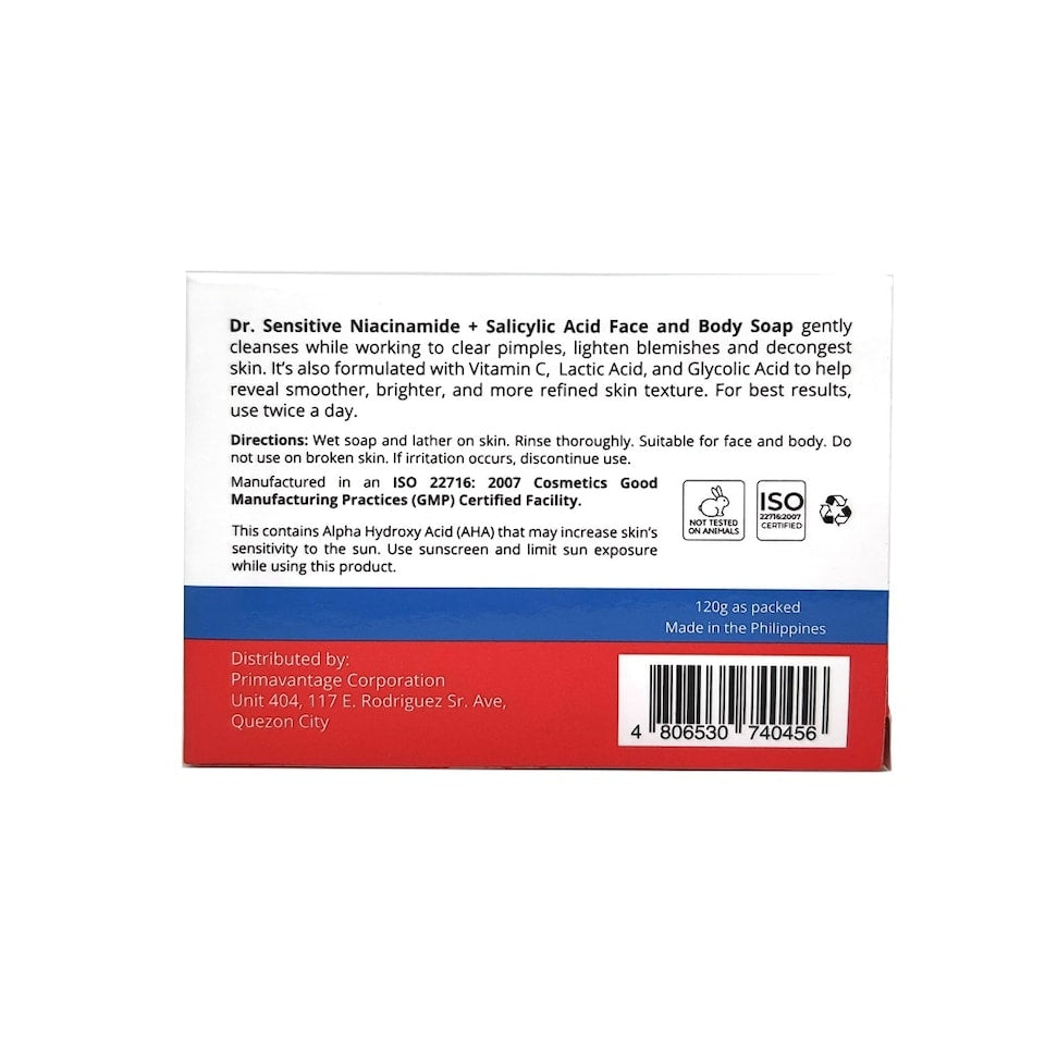 DR SENSITIVE Niacinamide & Salicylic Acid Soap – 120 g