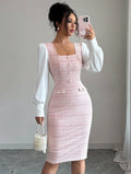 Robe Femme Élégante à Carreaux – Style Romantique & Chic